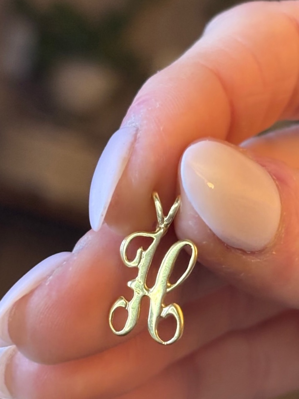 14K Gold Script 'H' Initial Pendant Charm - Classic Monogram